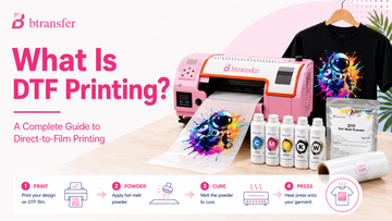What is DTF printing guide with B btransfer DTF printer, ink, film and powder