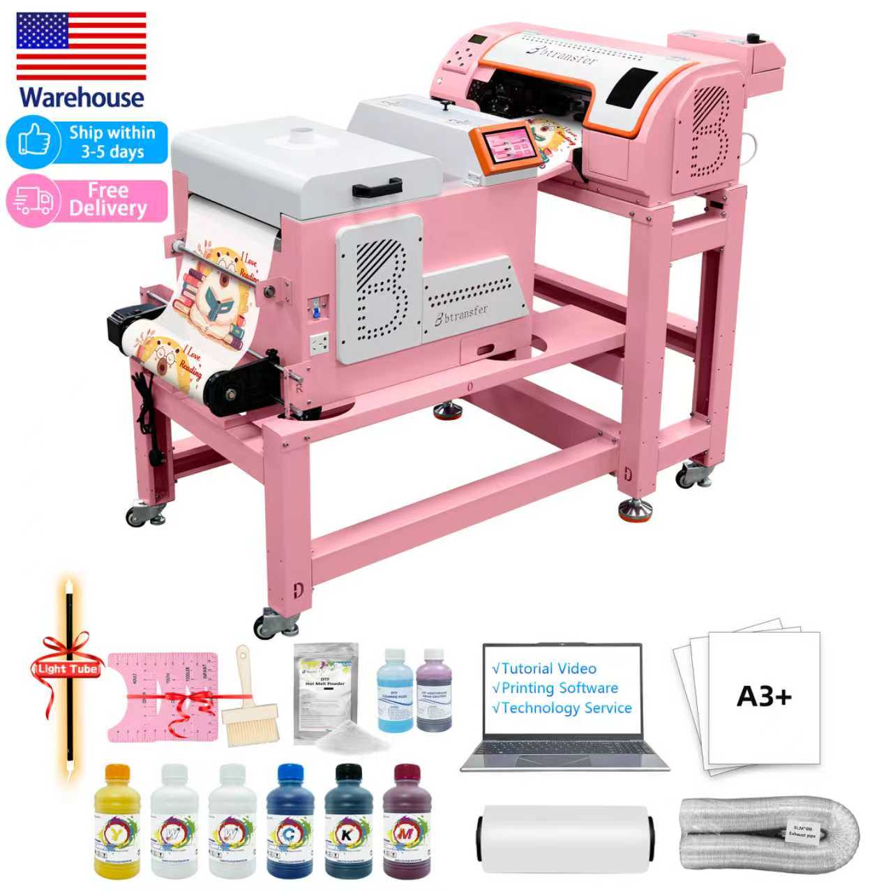 Pink Procolored Machine USA warehouse -M1630 pro A3 pink DTF printer with powder shaker – B ...