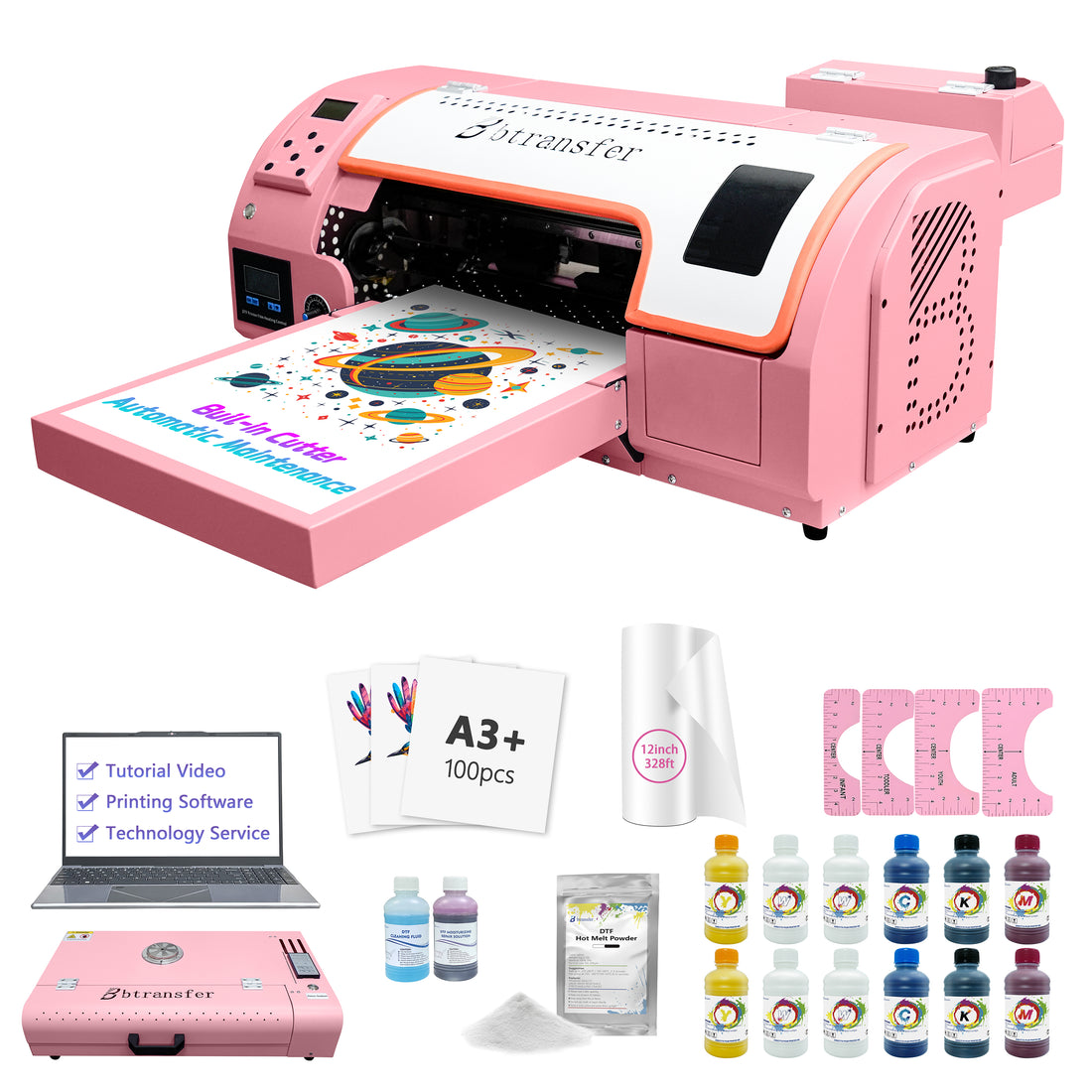 B btransfer M1630 pro, 13 inch less maintenance DTF Printer with film cutting.  Free shipping
