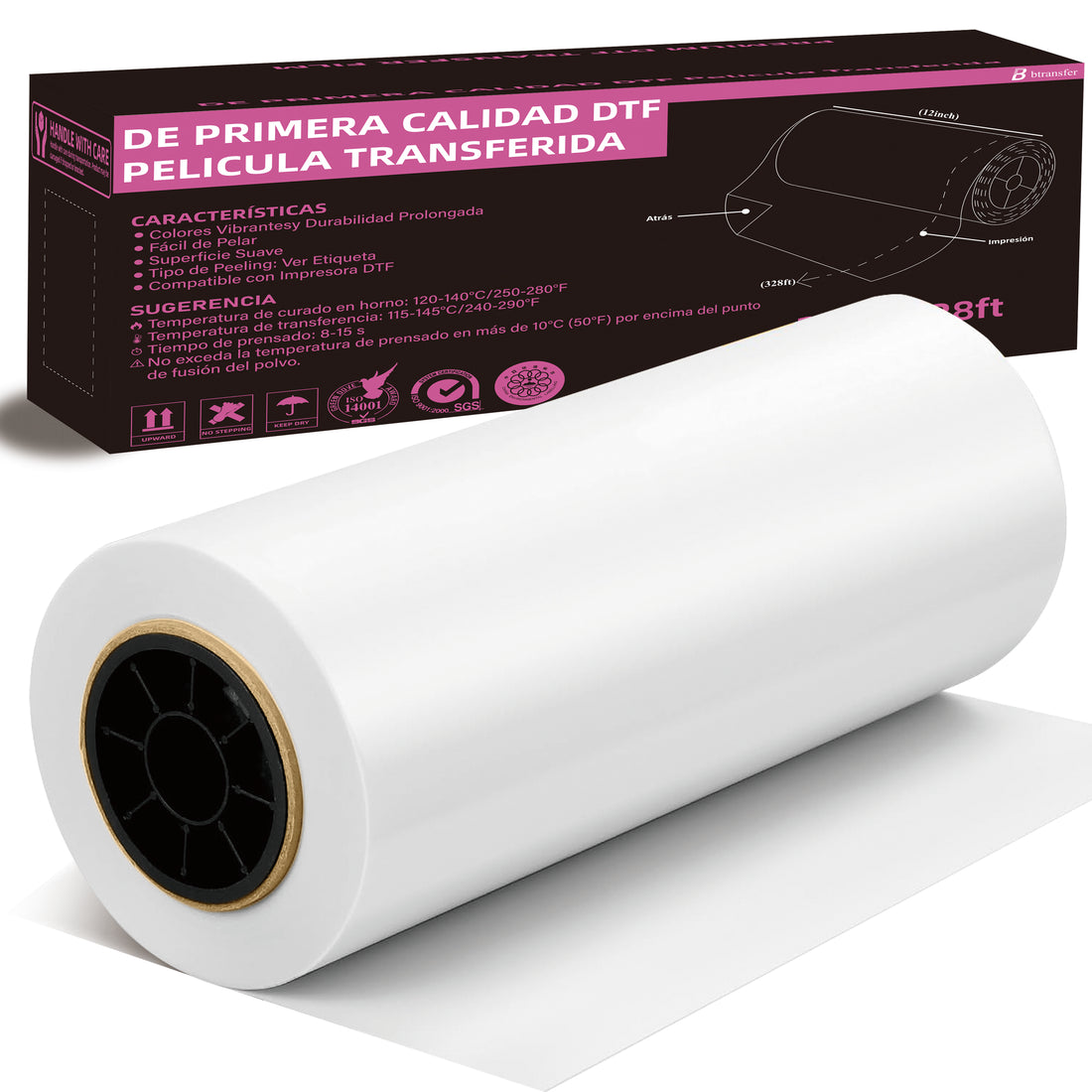 B btransfer DTF PreTreat Transfer Roll Film 11.8 Inch x 328 FT——fit for A3 DTF Printer
