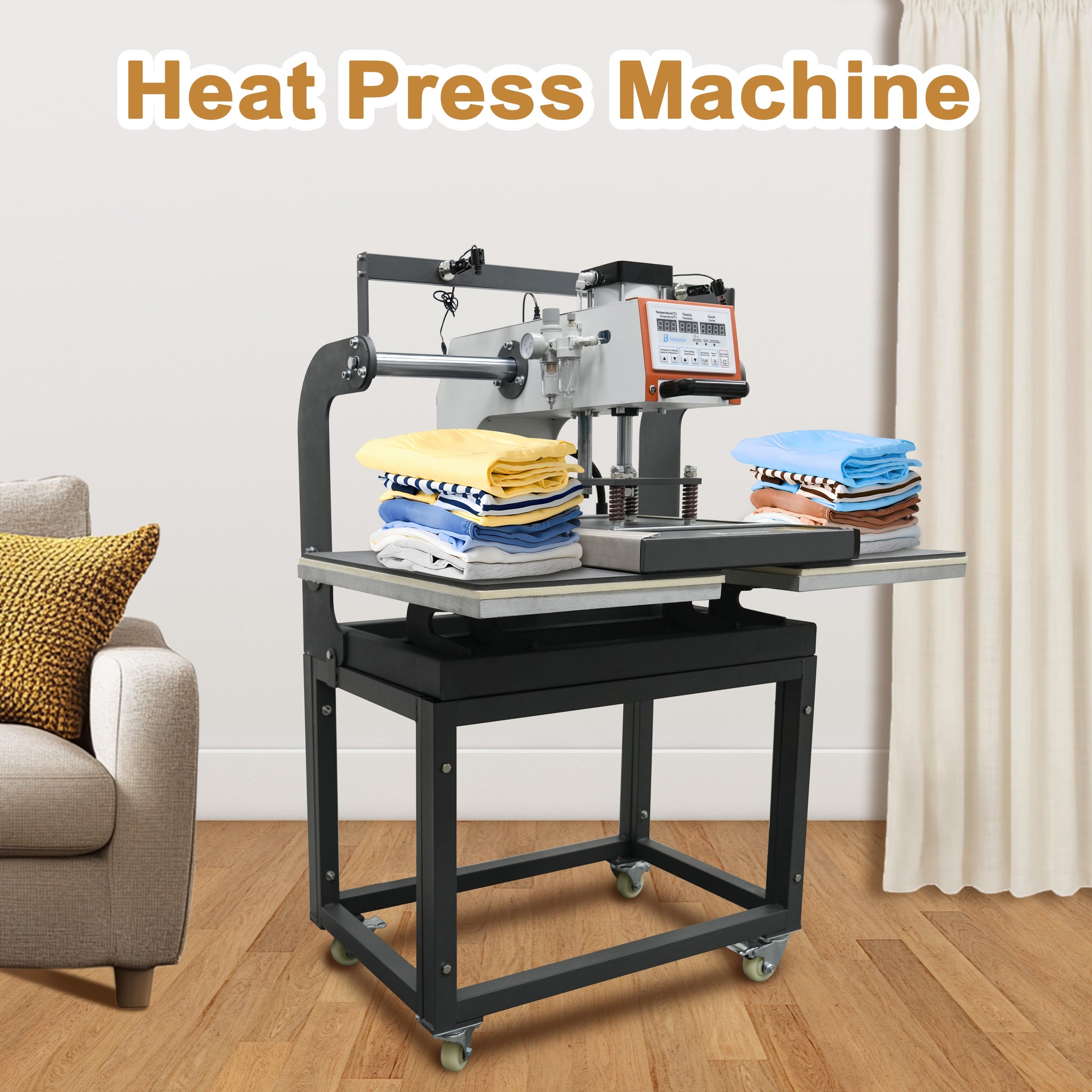 Heat Press Machine, 16x24 inch Pneumatic Up Sliding Dual Platen Heat Press Machine for Professional Printing