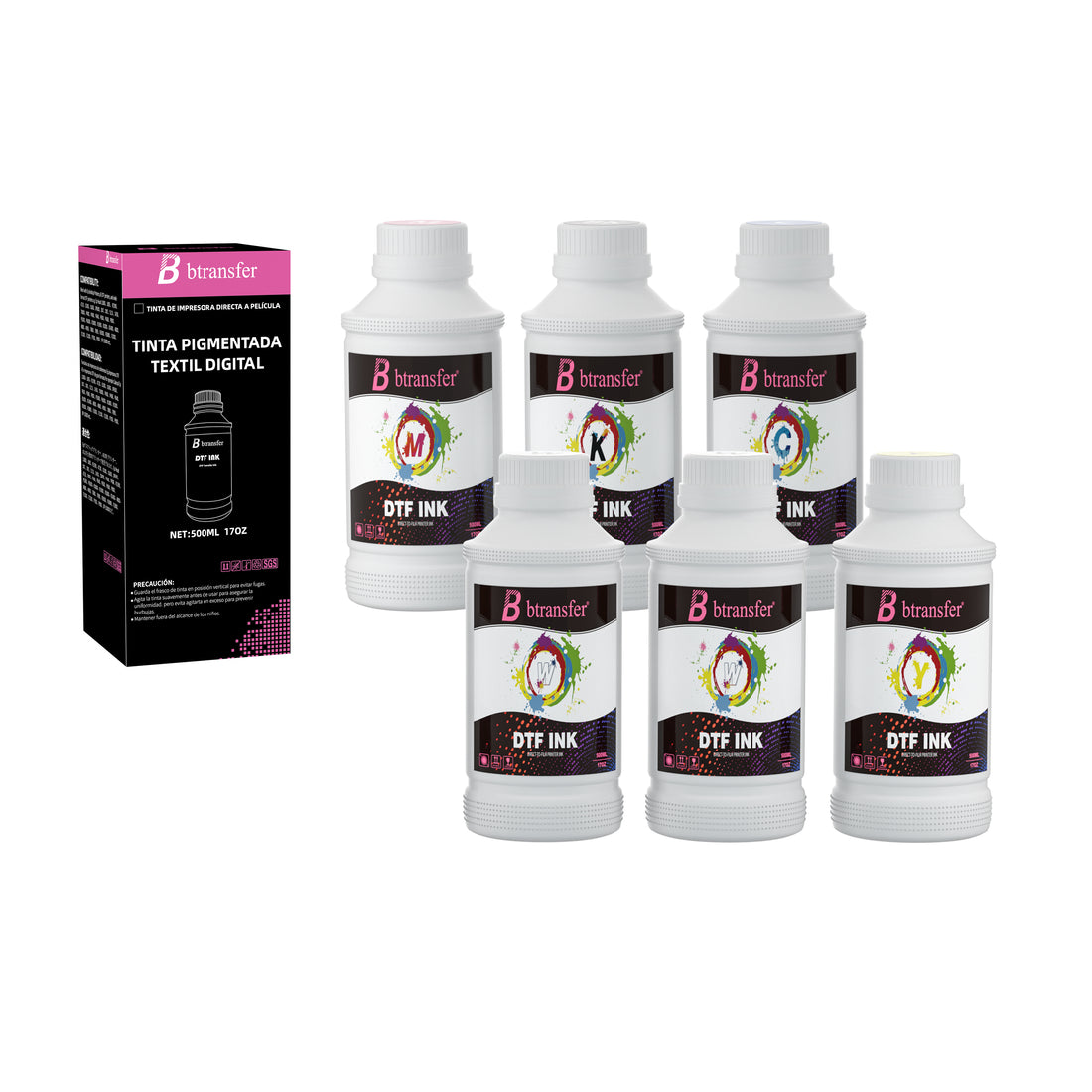 3KG CMYKWW(500ml each)-DTF T shirt printing pigment ink