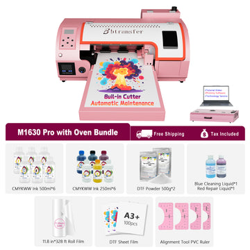 B btransfer A3 M1630 Pro DTF Printer Cozy Oven Bundle – with Laptop, Oven & Ink + Film + Powder, Holiday Mode,Auto-Clean, Auto Cutter, Ink Alarm