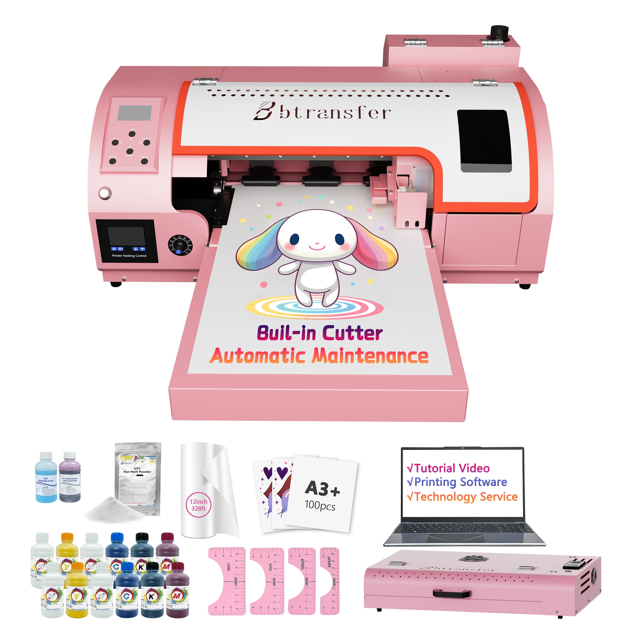 B btransfer M1630 pro, 13 inch less maintenance DTF Printer with film cutting.  Free shipping