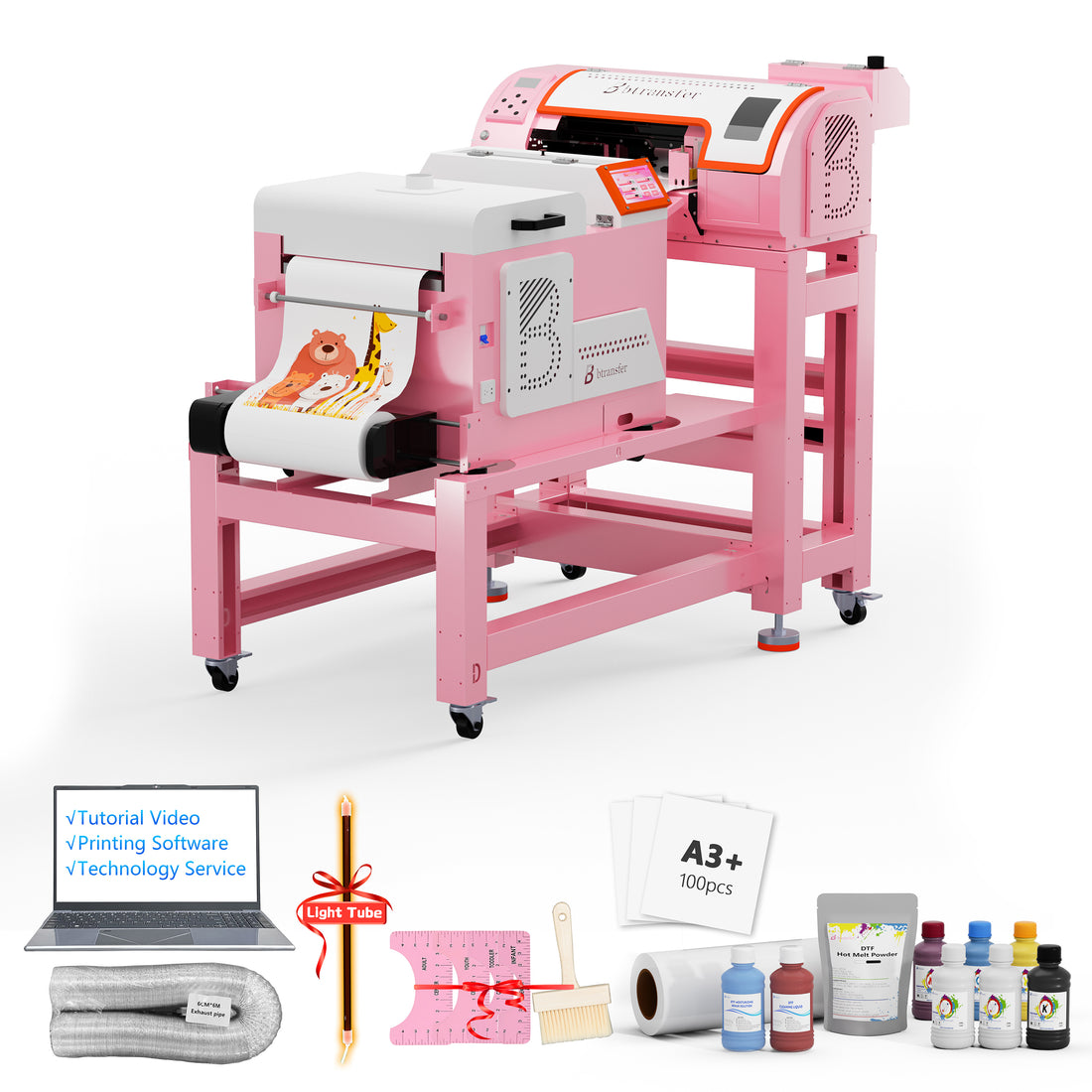 B btransfer Auto-Maintenance A3 M1630 Pro Printer Bundle: All-in-One Fully Automatic T-Shirt Printing System with Powder Shaker & Dryer,Ready to Earn（USA Warehouse & Free Shipping）