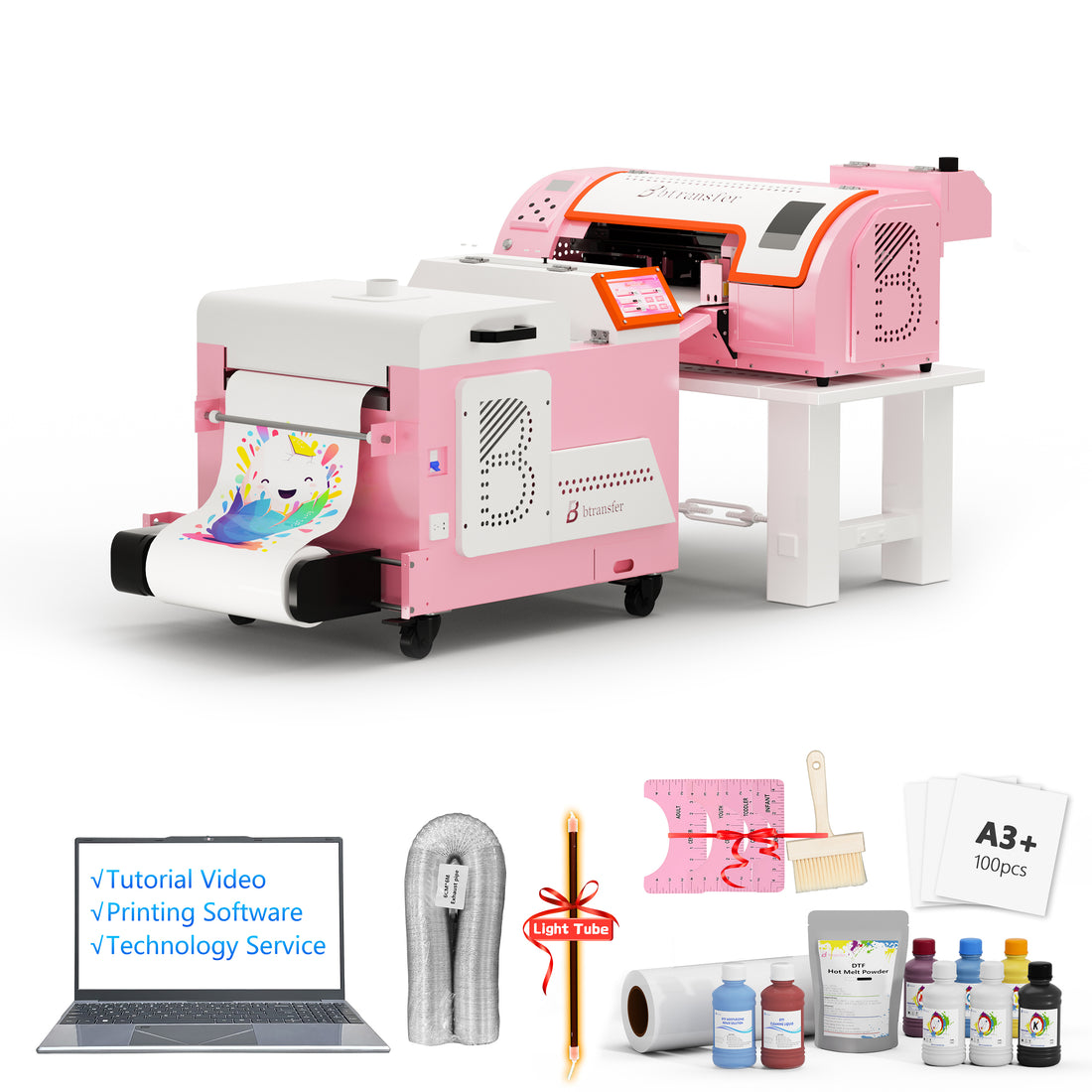 USA warehouse -M1630 pro A3 pink DTF printer with powder shaker