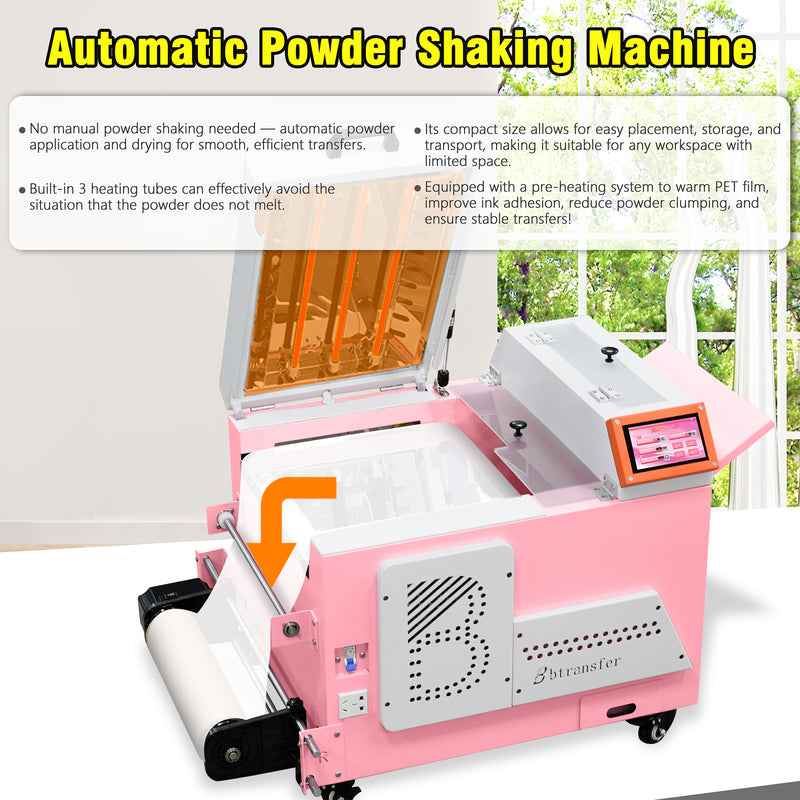 13 inch Pink DTF Powder Shaker，DTF Curing Oven and Powder Shaker Upgraded Heater T-Shirt Printer Machine Shaking Powder DTF Transfer Film Roll Printing Oven Auto Powder Shaking&Dryer Machine for Small Business - Feature 2