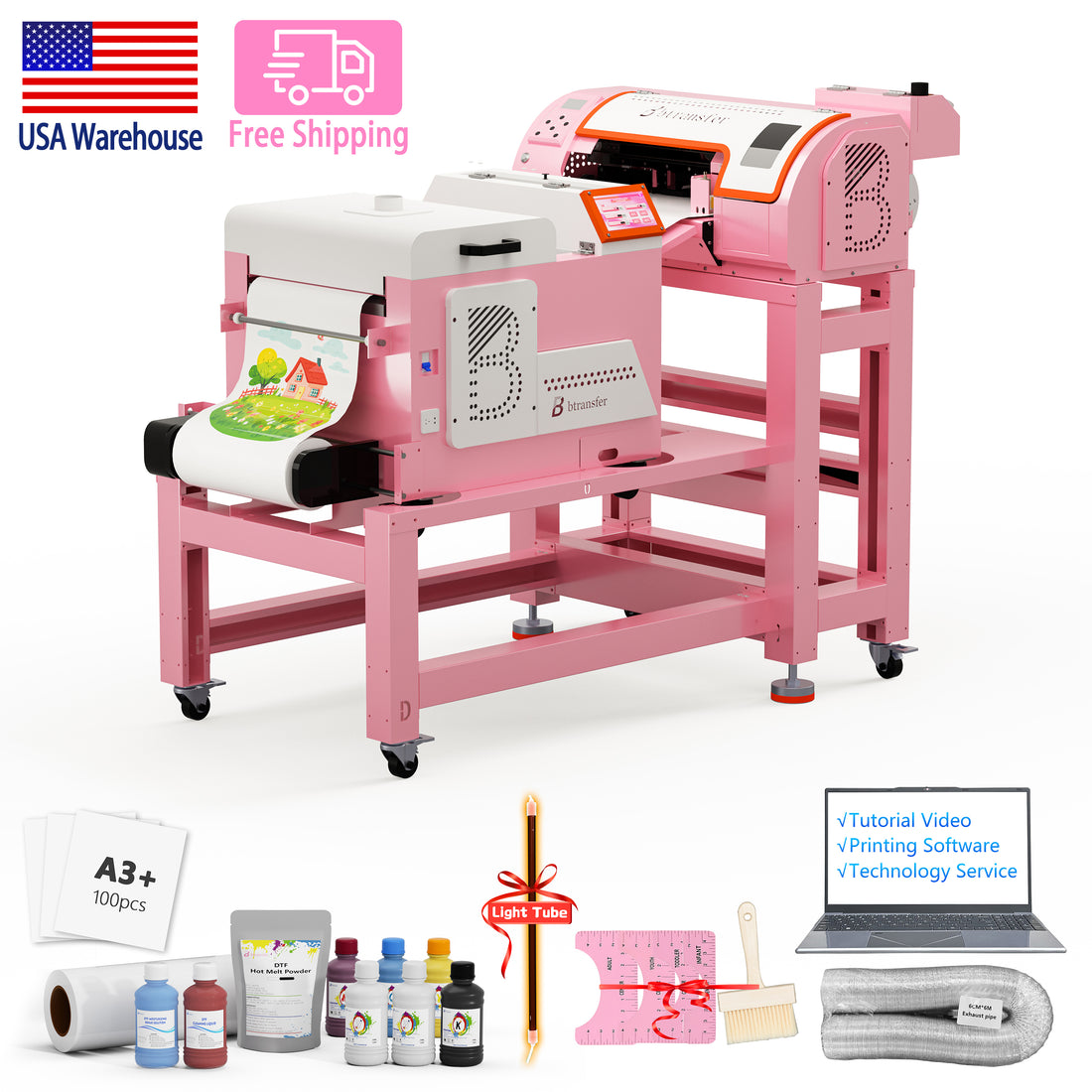 B btransfer All-in-One Printer A3 M1630 Pro Bundle: Auto-Maintenance Fully Automatic T-Shirt Printing System with Powder Shaker & Dryer,Ready to Earn（USA Warehouse & Free Shipping）