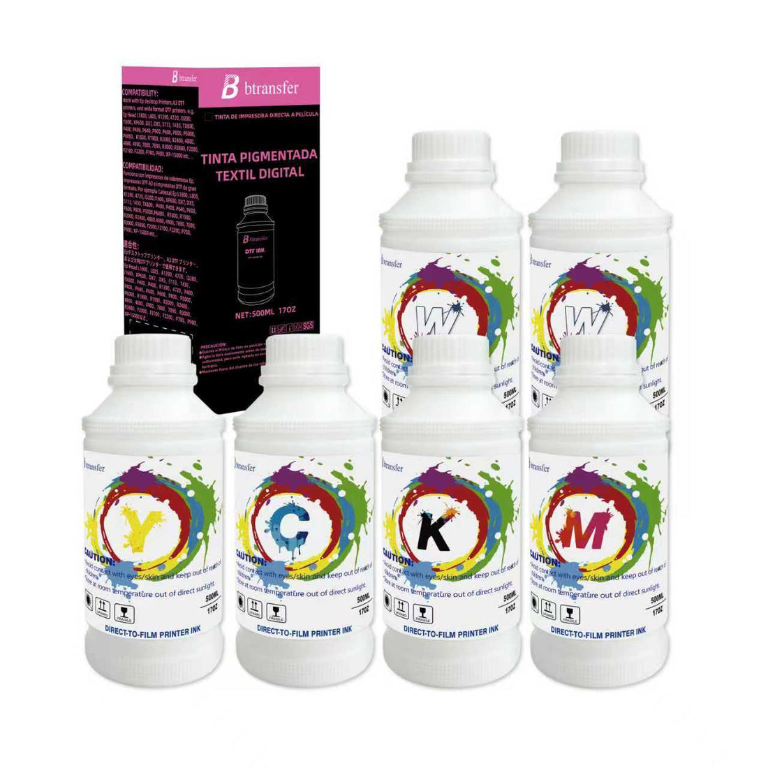 3KG CMYKWW(500ml each)-DTF T shirt printing pigment ink