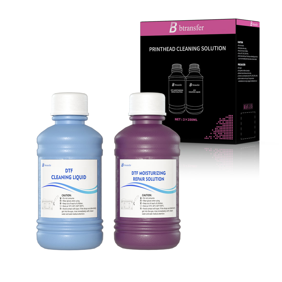 B btransfer Printhead Cleaning Kits For M1630 Pro DTF Printer, 250ml Blue Cleaning Liquid&250ml Red Repair fluid（US Free Shipping）